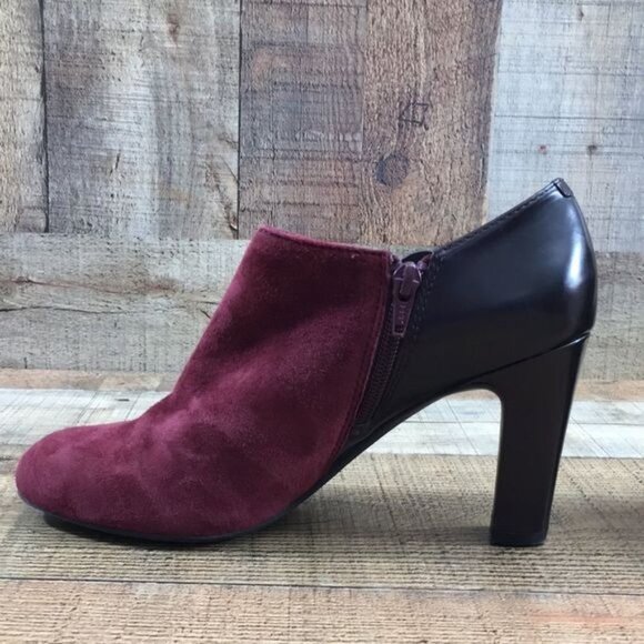 Geox‎ Respira Red Black Brick Suede Glimmer Pumps Ankle Booties Womens 38.5 8.5 - Picture 4 of 15